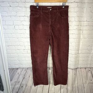 Levi's Rib Cage Straight Ankle Corduroy Pants Women's 32 Burgundy Casual